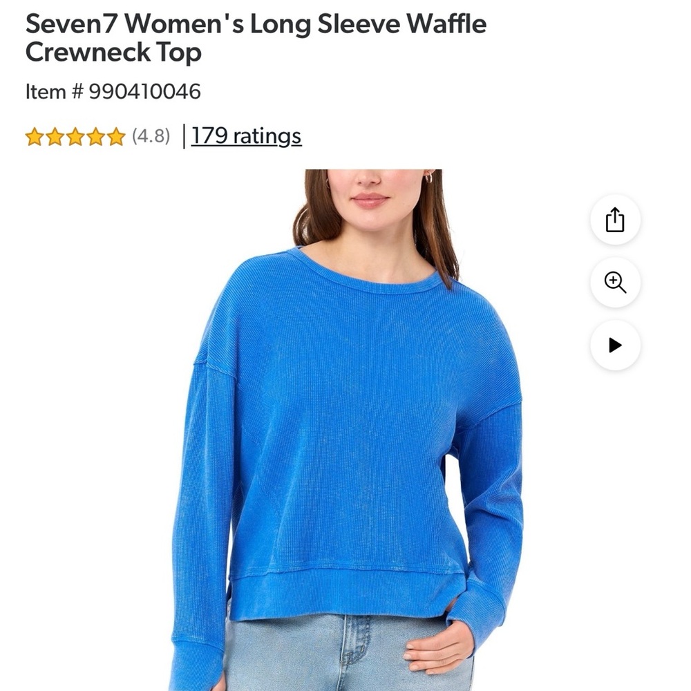 Seven7 Women's Vibrant Blue Crewneck Top